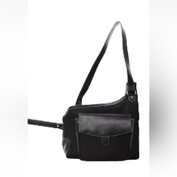 Cortiglia tennis Sport Messenger Bag Black Made In Italy leather nylon - Picture 1 of 16